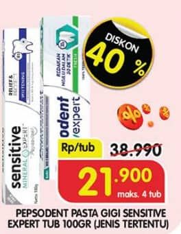 Promo Harga Pepsodent Pasta Gigi Sensitive Expert 100 gr - Superindo