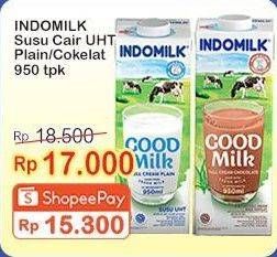 Promo Harga INDOMILK Susu UHT Full Cream Plain, Chocolate Java Criollo 950 ml - Indomaret