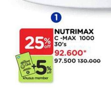 Promo Harga Nutrimax C Max 1000 30 pcs - Watsons