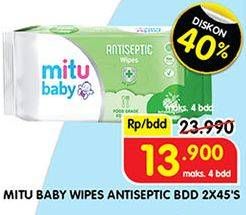 Promo Harga Mitu Baby Wipes Antiseptic 50 sheet - Superindo