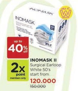 Promo Harga INOMASK Masker Surgical Earloop 50 pcs - Watsons