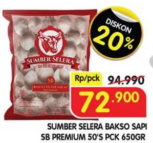 Promo Harga Sumber Selera Bakso Sapi SB Premium 50 pcs - Superindo