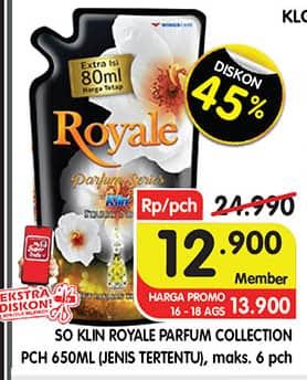 Promo Harga So Klin Royale Parfum Collection 650 ml - Superindo