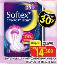 Promo Harga Softex Comfort Night Wing 29cm, Wing 36cm, Wing 42cm 8 pcs - Superindo