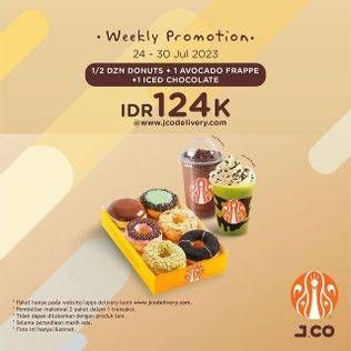 Promo Harga JCO 1/2 Dzn Donuts + Iced Chocolate + Avocado Frappe  - JCO