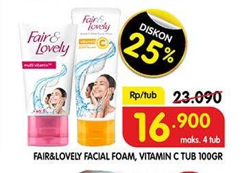 Promo Harga GLOW & LOVELY (FAIR & LOVELY) Facial Wash Bright C Glow 100 gr - Superindo