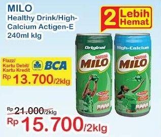 Promo Harga MILO Susu UHT Original, Calcium per 2 kaleng 240 ml - Indomaret