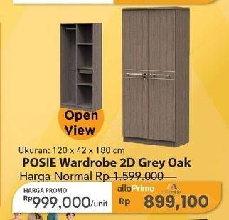 Promo Harga CM Posie Wardrobe 2 Pintu Grey Oak  - Carrefour