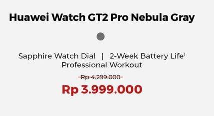 Promo Harga HUAWEI Watch GT2 Pro Nebula Grey  - Erafone