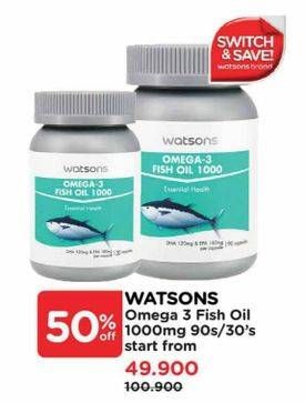 Promo Harga Watsons Omega 3 Fish Oil 1000mg 30 pcs - Watsons