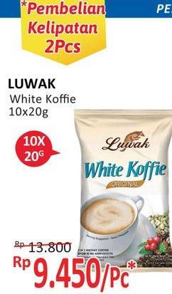 Promo Harga Luwak White Koffie per 10 sachet 20 gr - Alfamidi