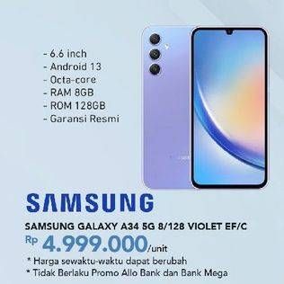 Promo Harga Samsung Galaxy A34 5G 8 GB + 128 GB 1 pcs - Carrefour