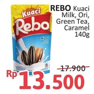 Promo Harga Rebo Kuaci Bunga Matahari Milk, Original, Green Tea, Caramel 140 gr - Alfamidi