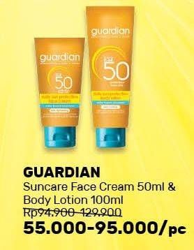 Promo Harga GUARDIAN Suncare Face Cream 50 mL/ Body Lotion 100 mL  - Guardian