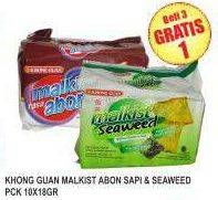 Promo Harga KHONG GUAN Malkist Abon Sapi, Seaweed per 3 pcs 135 gr - Superindo