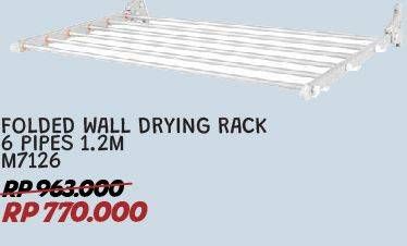 Promo Harga MAMI1 M-7126 | Folded Wall Drying Rack 6 Pipes (120 Cm)  - Courts