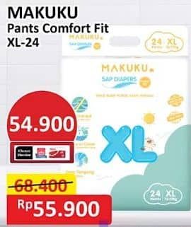 Promo Harga Makuku Comfort Fit Diapers Pants XL24 24 pcs - Alfamart