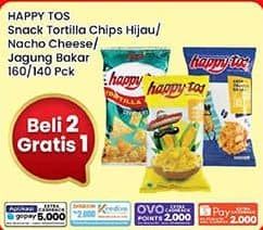 Promo Harga Happy Tos Tortilla Chips Hijau, Nacho Cheese, Jagung Bakar/Roasted Corn 140 gr - Indomaret