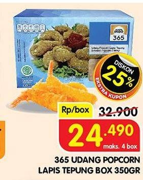 Promo Harga 365 Udang Popcorn Lapis Tepung 350 gr - Superindo