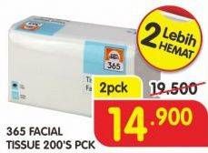 Promo Harga 365 Facial Tissue per 2 pouch 200 pcs - Superindo