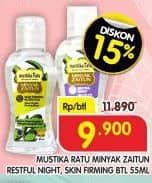 Mustika Ratu Minyak Zaitun 55 ml Diskon 16%, Harga Promo Rp9.900, Harga Normal Rp11.890