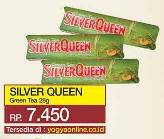 Promo Harga SILVER QUEEN Chocolate Green Tea 28 gr - Yogya