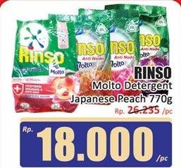 Promo Harga Rinso Anti Noda Deterjen Bubuk + Molto Japanese Peach 770 gr - Hari Hari