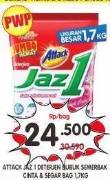 Promo Harga ATTACK Jaz1 Detergent Powder Semerbak Cinta, Pesona Segar 1700 gr - Superindo