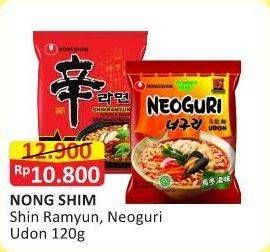 Promo Harga NONGSHIM Noodle Shin Ramyun Shrimp Flavor, Neoguri Udon 120 gr - Alfamart