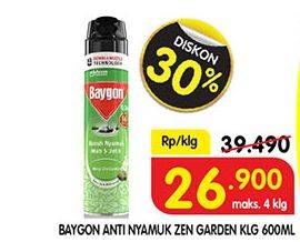 Promo Harga BAYGON Insektisida Spray Zen Garden 600 ml - Superindo