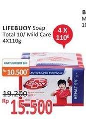 Promo Harga LIFEBUOY Bar Soap Total 10, Mild Care per 4 pcs 110 gr - Alfamidi