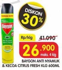 Promo Harga BAYGON Insektisida Spray Citrus Fresh 600 ml - Superindo