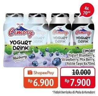 Promo Harga CIMORY Yogurt Drink Strawberry, Blueberry, Mixed Berry, Tayo Original per 4 botol 70 ml - Alfamidi
