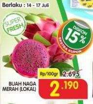 Promo Harga Buah Naga Merah Lokal per 100 gr - Superindo