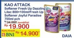 Promo Harga ATTACK Fresh Up Softener Dazzling Lilac, Joyful Paradise 900 ml - Indomaret