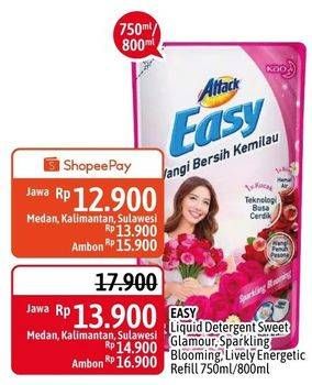 Promo Harga ATTACK Easy Detergent Liquid Sweet Glamour, Sparkling Blooming, Lively Energetic 750 ml - Alfamidi