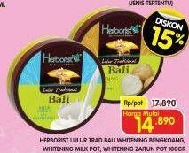 Promo Harga HERBORIST Lulur Tradisional Bali Bengkoang, Whitening Milk, Zaitun 100 gr - Superindo