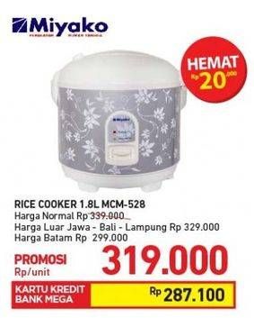 Promo Harga MIYAKO MCM 528 | Magic Com 1800 ml - Carrefour