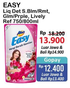 Promo Harga ATTACK Easy Detergent Liquid Lively Energetic, Purple Blossom, Romantic Flowers, Sparkling Blooming, Sweet Glamour 750 ml - Alfamart