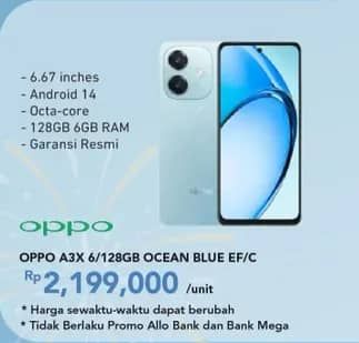 Promo Harga Oppo A3x 4/128 GB  - Carrefour