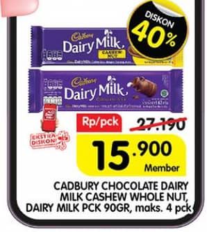 Promo Harga Cadbury Dairy Milk Cashew Nut, Original 90 gr - Superindo