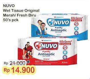 Promo Harga Nuvo Wet Wipes Antiseptic Fresh, Original 50 sheet - Indomaret