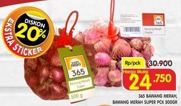 Promo Harga 365 Bawang Merah Super, Curah 500 gr - Superindo