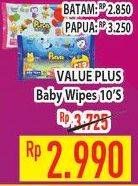 Promo Harga VALUE PLUS Baby Wipes 10 pcs - Hypermart