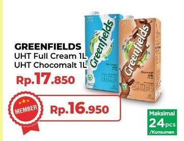 Promo Harga GREENFIELDS UHT Choco Malt, Full Cream 1000 ml - Yogya