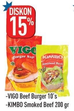 Promo Harga VIGO Burger Daging Sapi/KIMBO Smoked Beef  - Hypermart