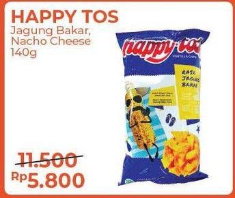 Promo Harga HAPPY TOS Tortilla Chips Jagung Bakar, Nacho Cheese 140 gr - Alfamart