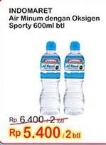 Promo Harga INDOMARET Air Minum Dengan Oksigen Sporty per 24 botol 600 ml - Indomaret