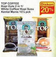 Promo Harga TOP COFFEE Kopi Gula 2in1 / White Coffee / Kental Manis 10s  - Indomaret