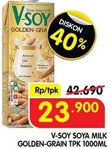 Promo Harga V-soy Soya Bean Milk Golden Grain 1000 ml - Superindo